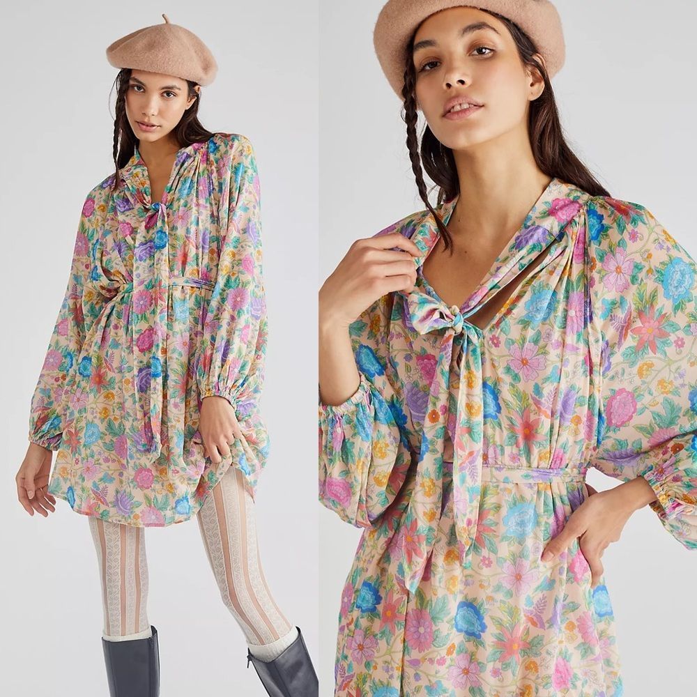 Free People Spell Mossy High Neck Mini Dress NWT Size Small